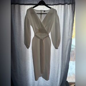 SHEIN White Long Sleeve Wrap Dress